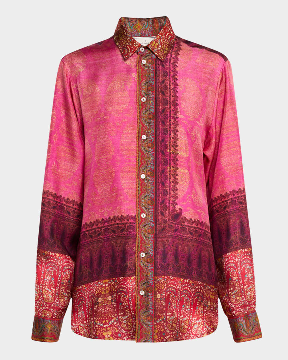 Floral & Paisley-Print Silk Shirt
